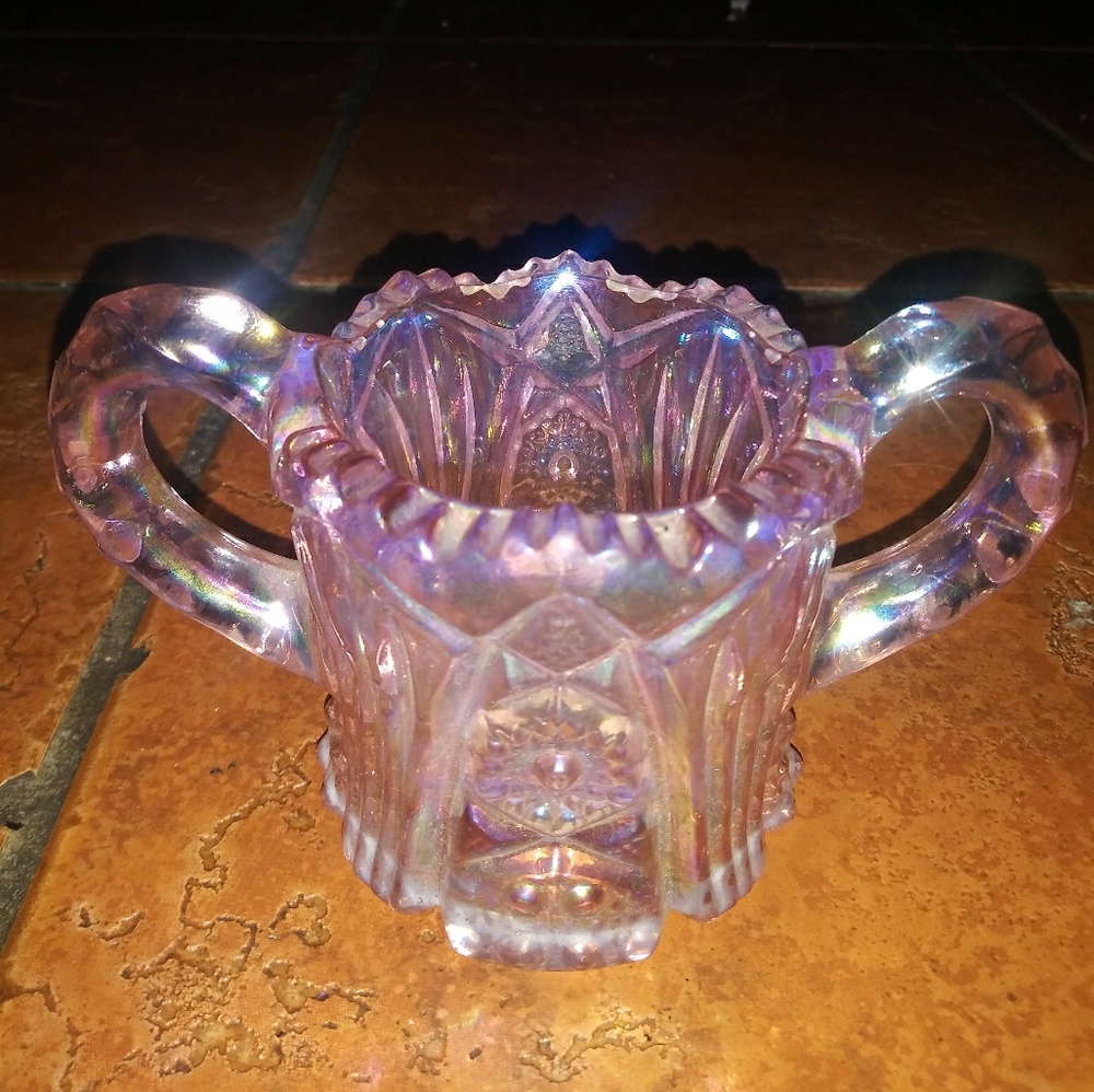 Pink collectible beautiful carnival glass dish